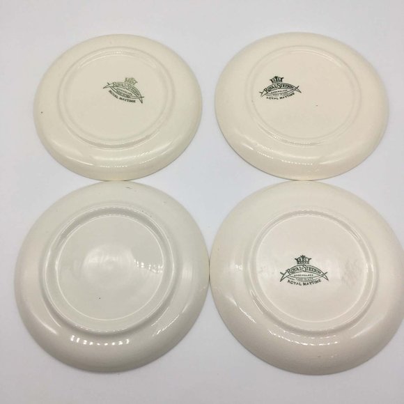 Royal Stetson Royal Maytime set of 4 Saucers, no cups, Blue Floral, Mid Century - Picture 6 of 6